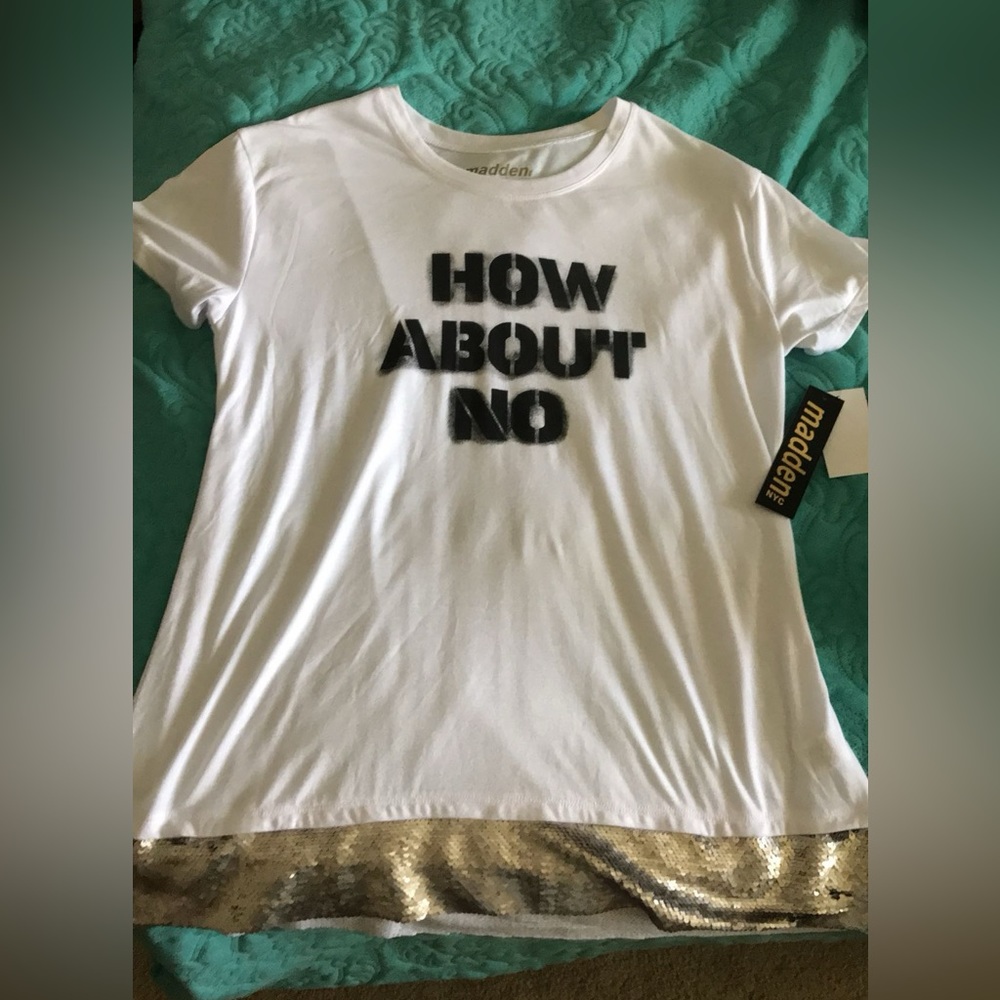 ‘How About No’ White Sequined Top